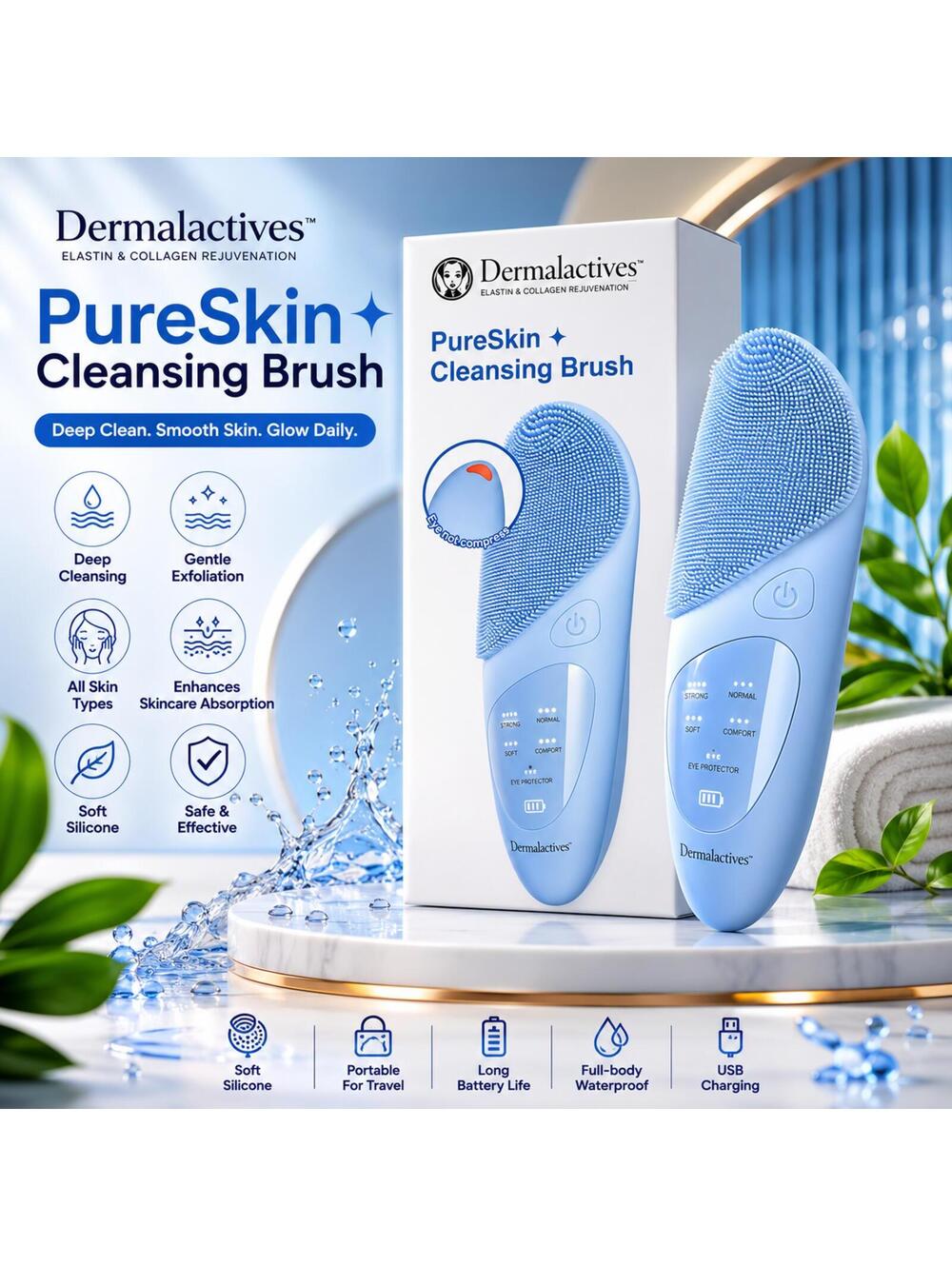 Dermalactives PureSkin Automatic Silicone Cleansing Brush